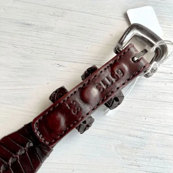 Vintage Brown Leather Braided Woven Belt UNISEX Silver-Plate Buckle, SZ 28 - Picture 4 of 9